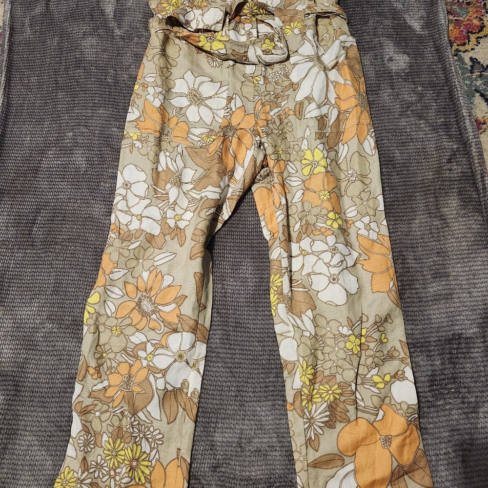 Anthropology Current Air retro womens Jumpsuit floral BOHO sz XS Spring Summer - Picture 7 of 10